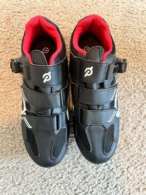 Peloton Black Cycling Shoes with Red Interior